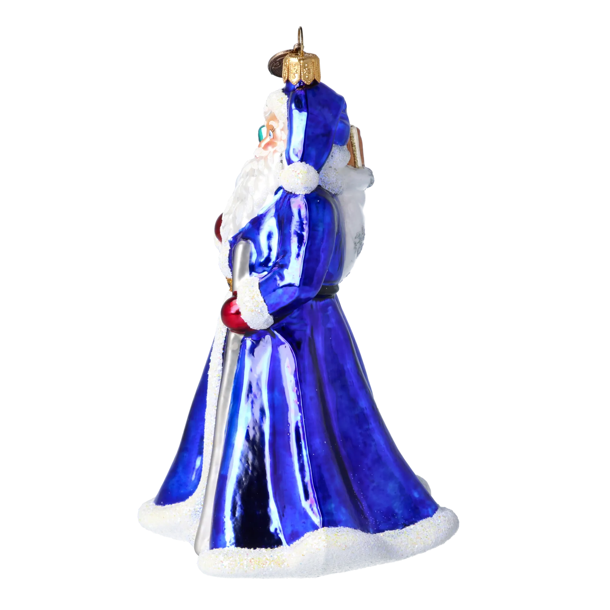 Sapphire Blue Santa Claus Premium christmas glass ornament 2022-365