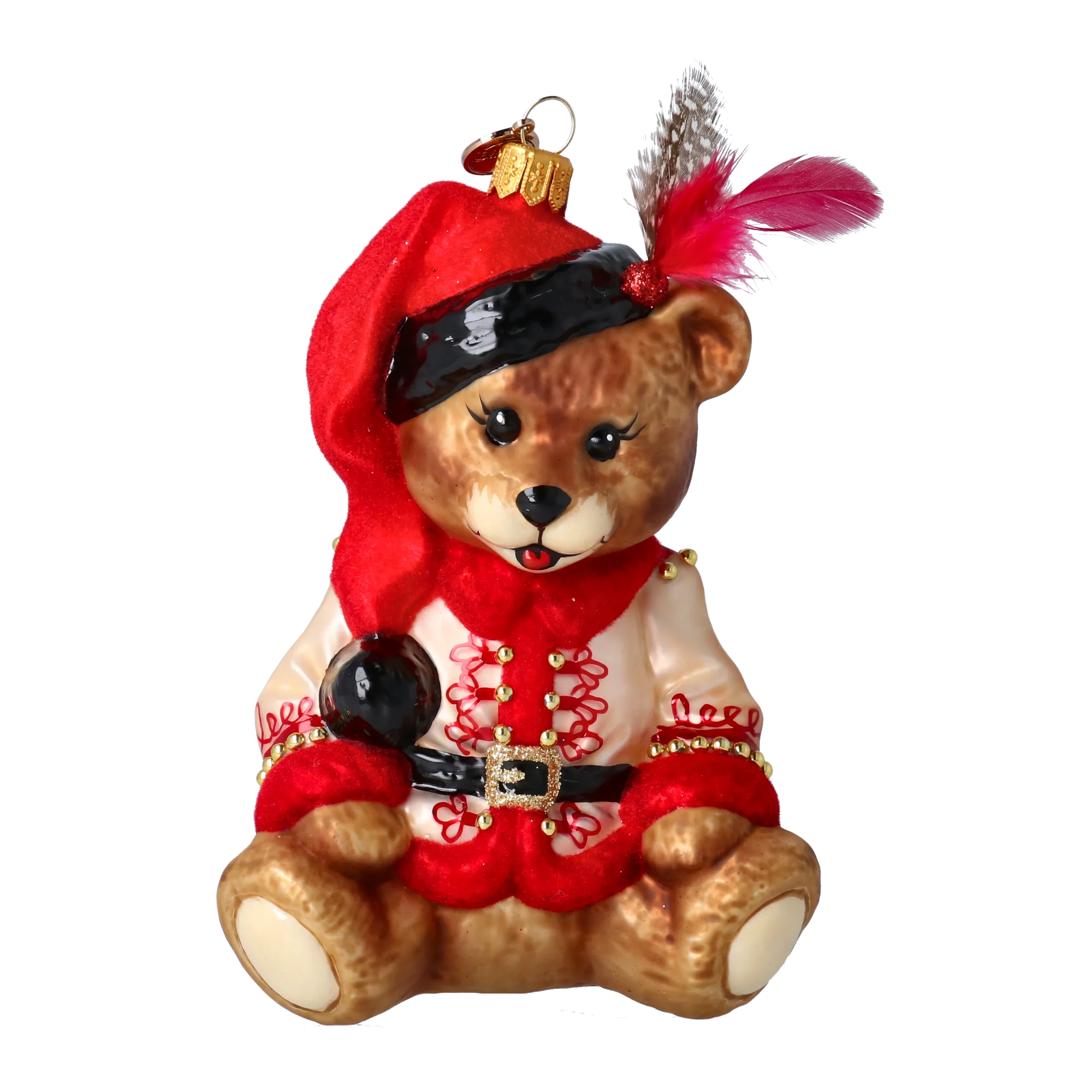 Teddy Bear Folk. Handmade Glass Christmas ornament. 2022-370