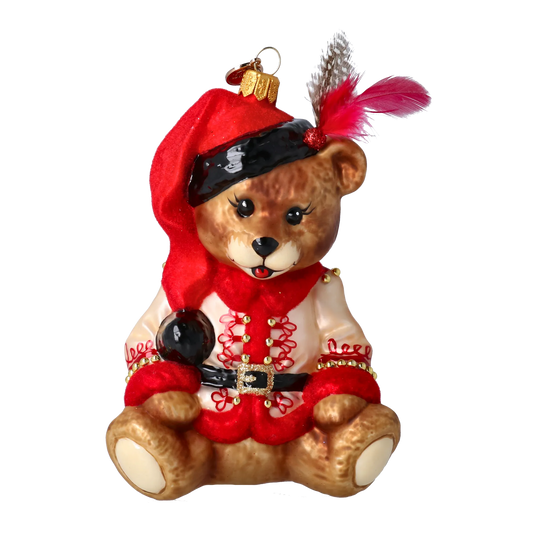 Teddy Bear Folk. Handmade Glass Christmas ornament. 2022-370