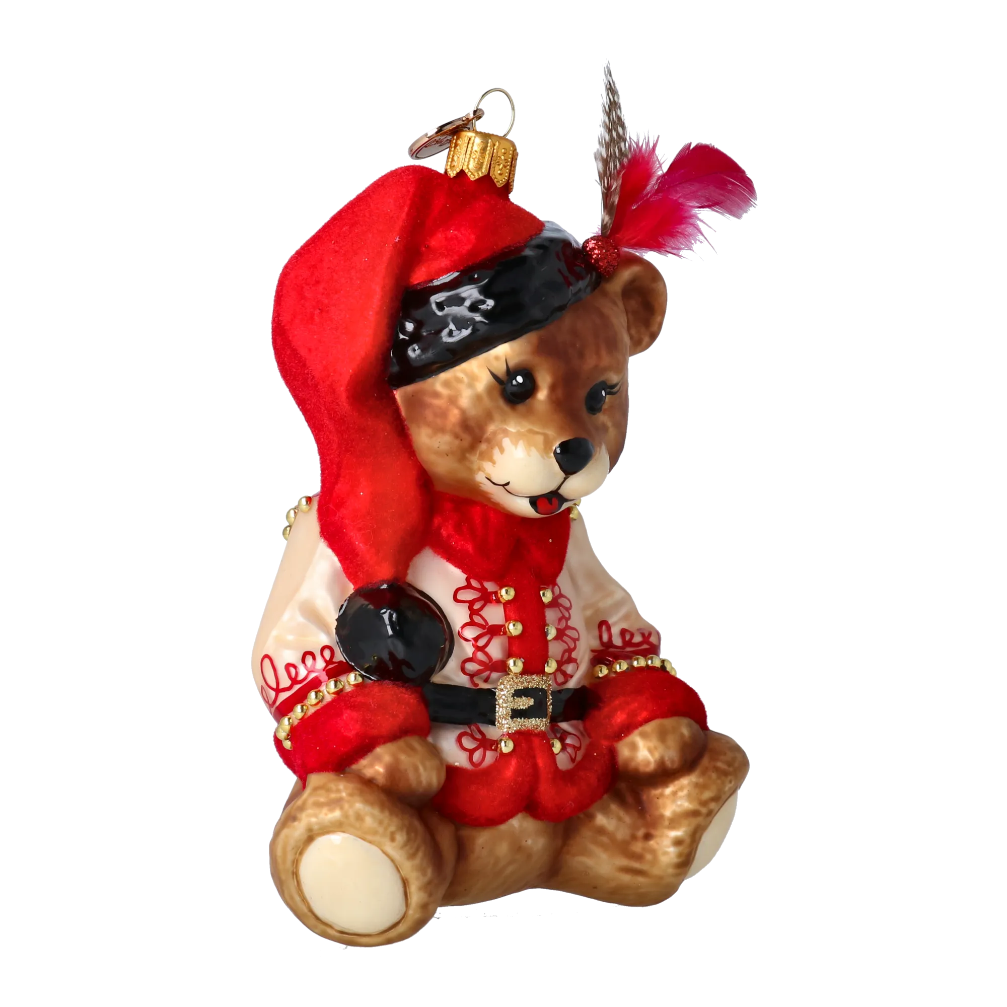 Teddy Bear Folk. Handmade Glass Christmas ornament. 2022-370