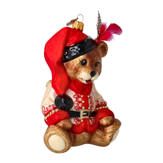 Teddy Bear Folk. Handmade Glass Christmas ornament. 2022-370
