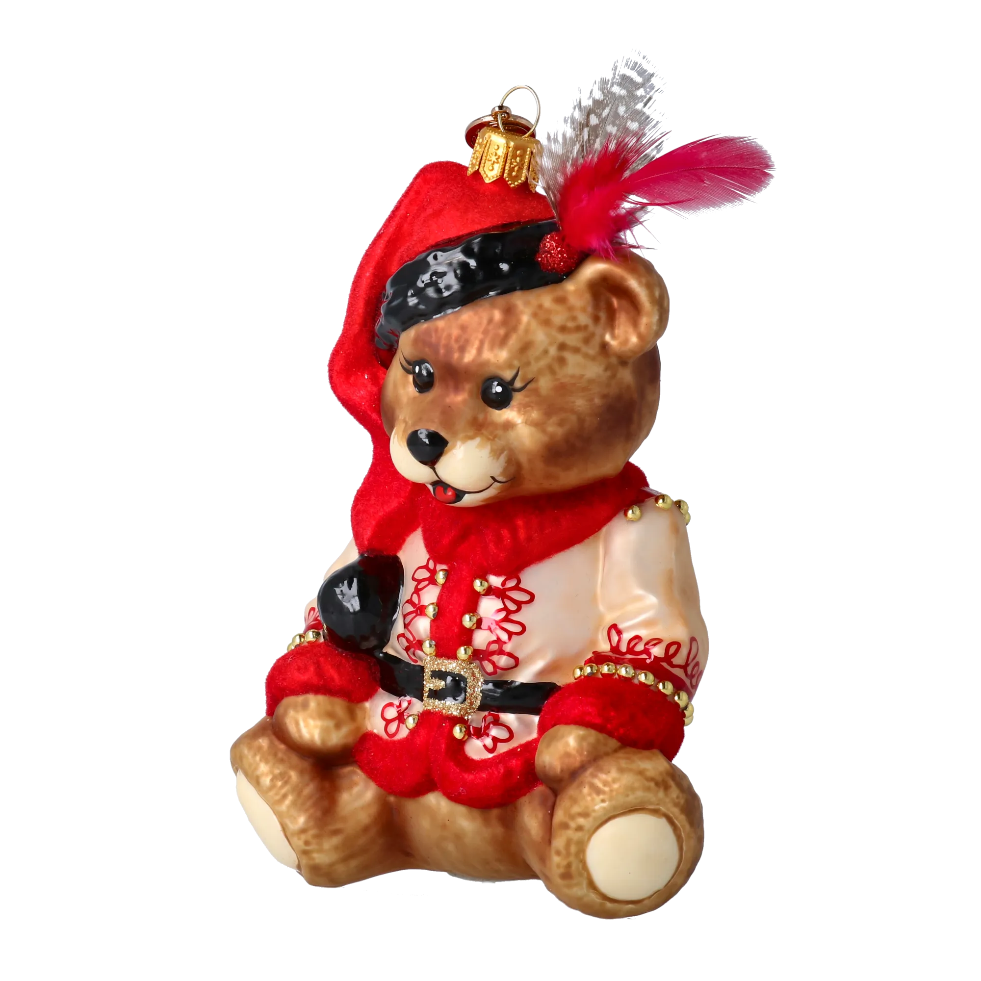 Teddy Bear Folk. Handmade Glass Christmas ornament. 2022-370