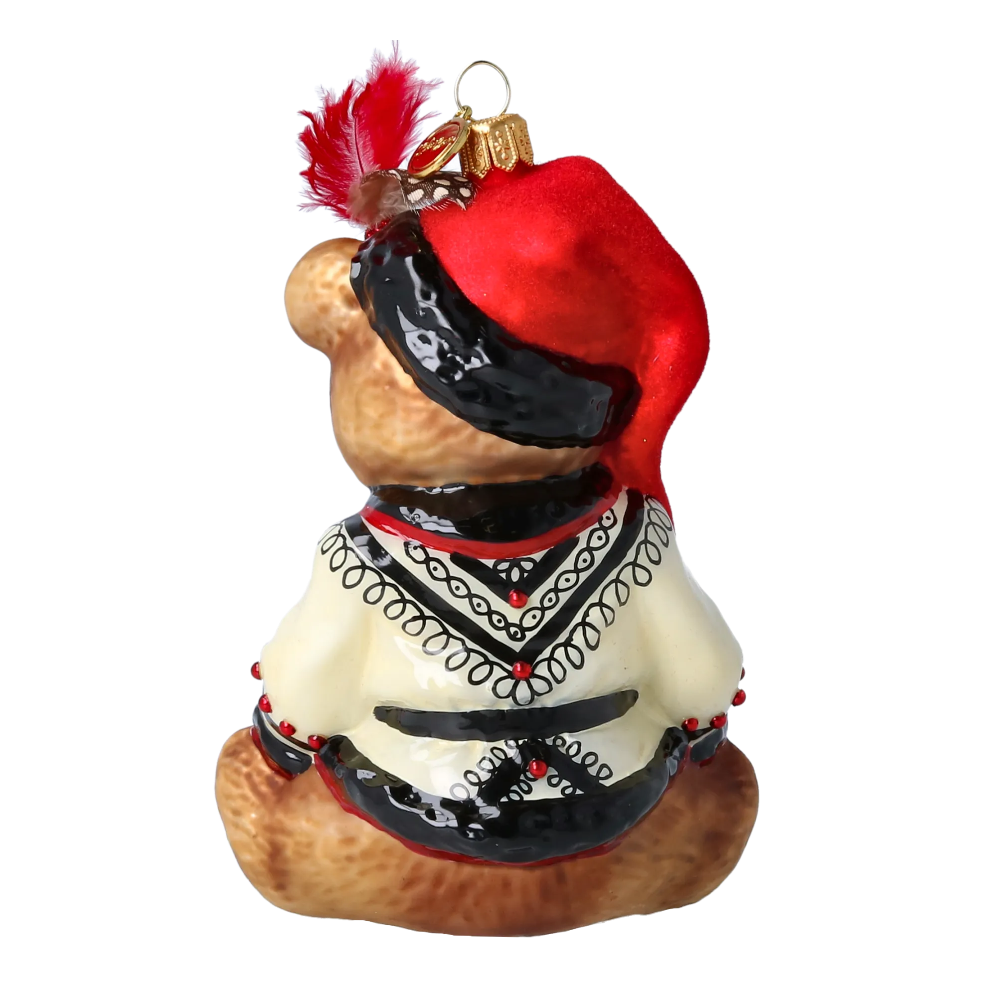 Crimson Velvet Santa Teddy Premium christmas glass ornament 2022-371