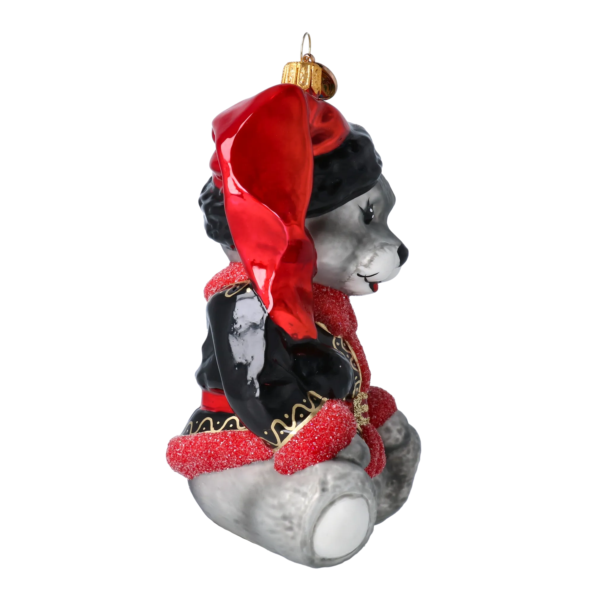 Festive Bear in a Holiday Hat Teddy Bear Handmade Glass Christmas ornament. 2022-373