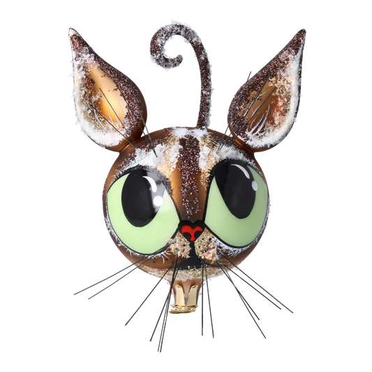 Festive Feline Cat Glass Decoration. Handmade Glass Christmas ornament 2022-385