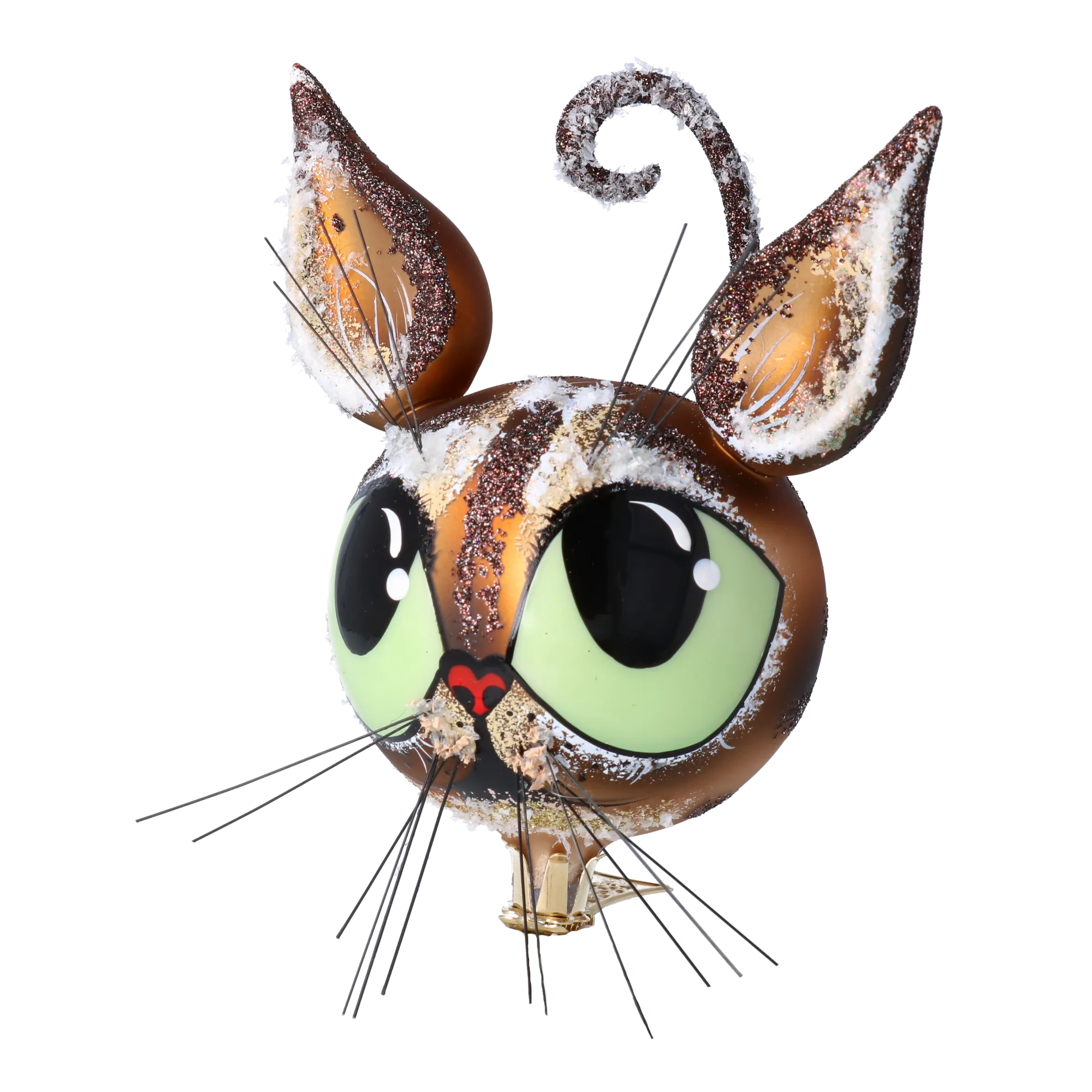 Festive Feline Cat Glass Decoration. Handmade Glass Christmas ornament 2022-385