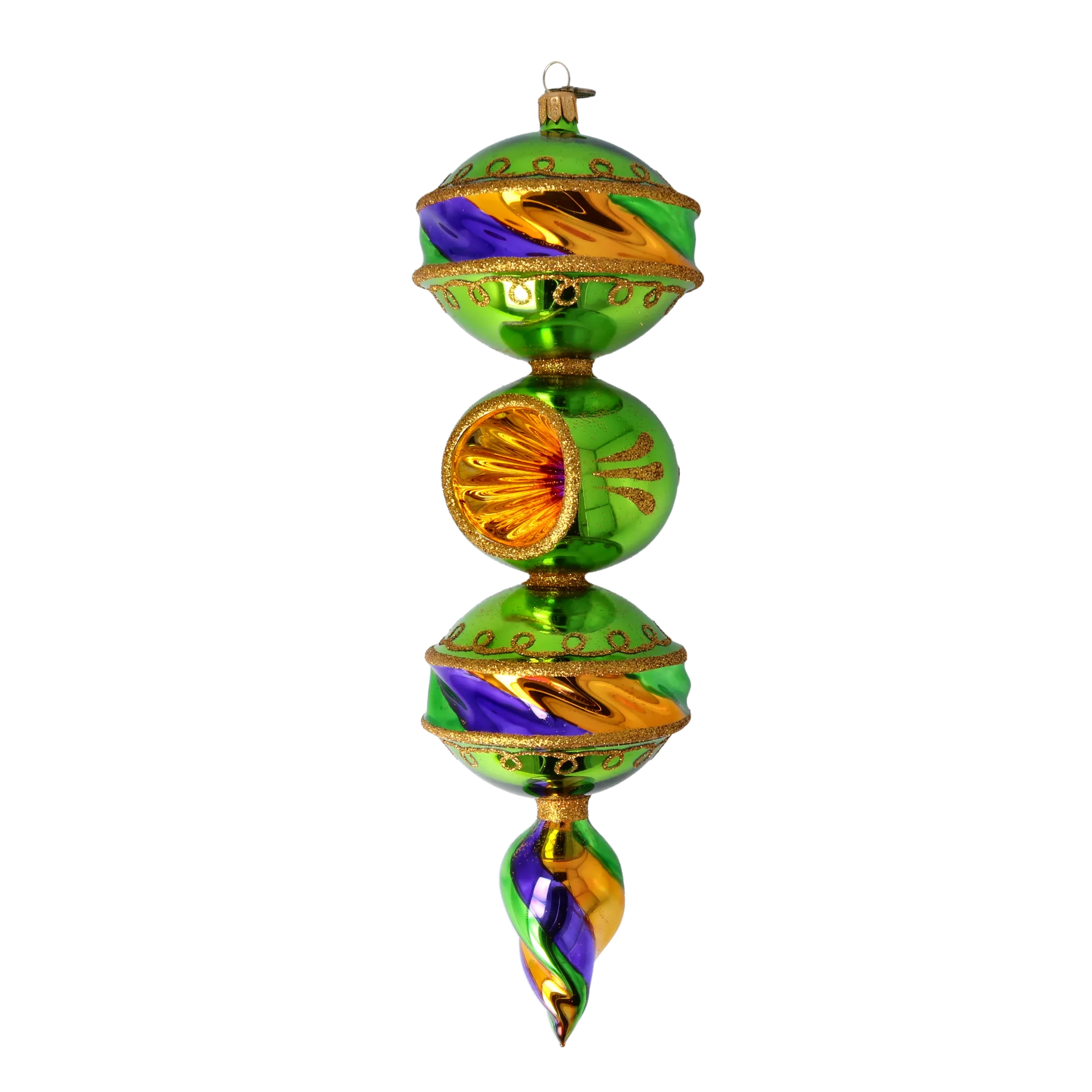Drop Mardi Gras. Handmade Glass Christmas ornament. 2022-386