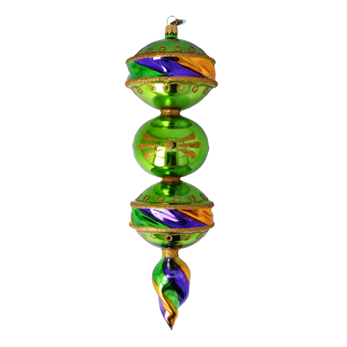 Emerald Revelry | Hand-Painted Glass Ornament | Blubom 2022-386