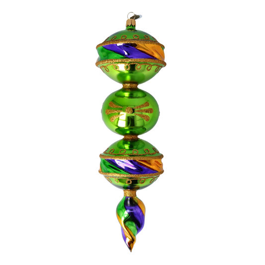 Drop Mardi Gras. Handmade Glass Christmas ornament. 2022-386