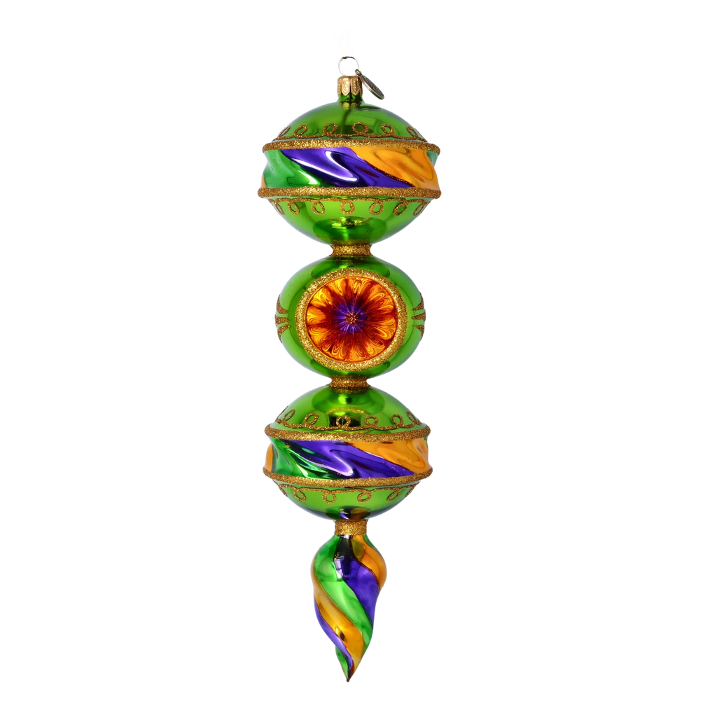 Emerald Revelry | Hand-Painted Glass Ornament | Blubom 2022-386