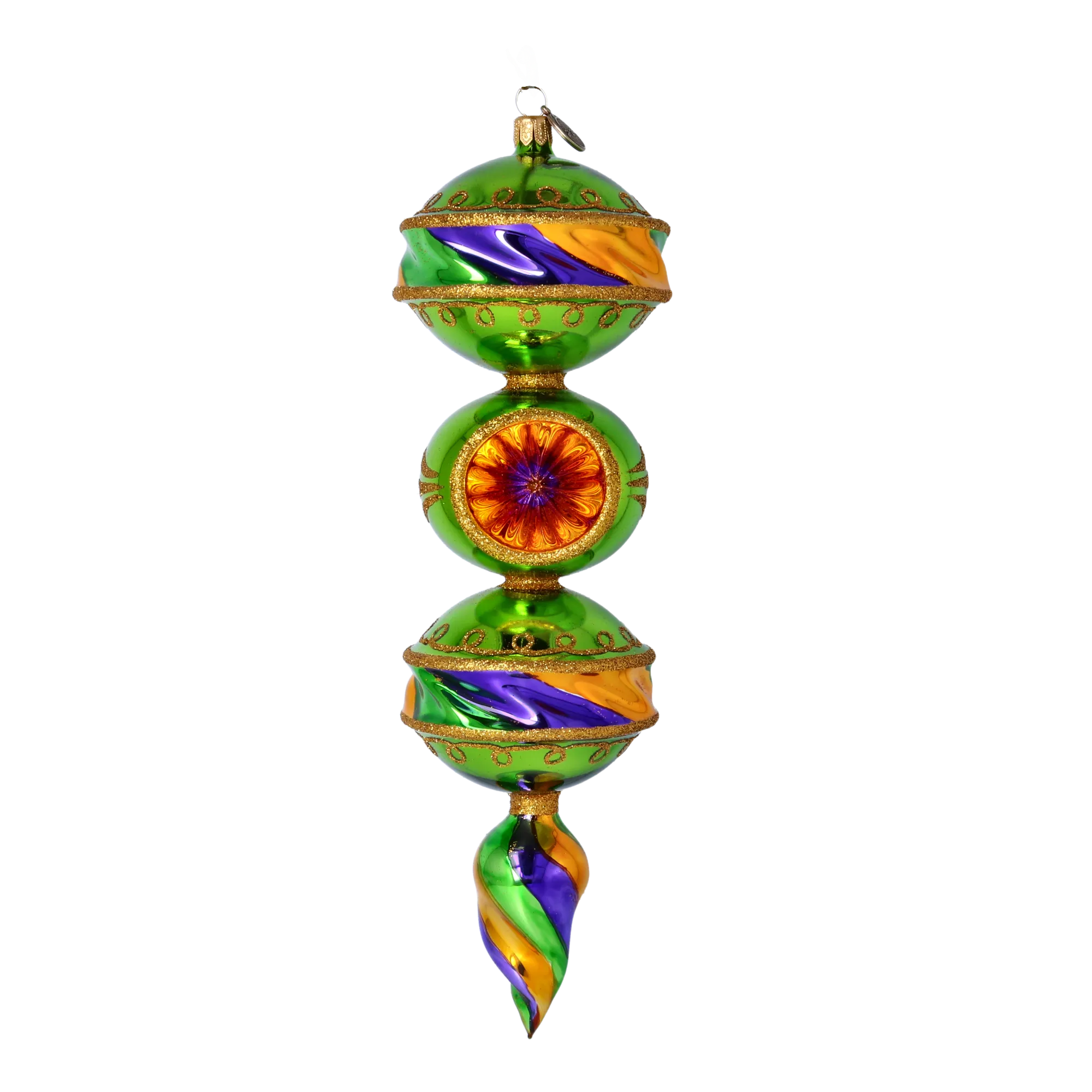 Drop Mardi Gras. Handmade Glass Christmas ornament. 2022-386