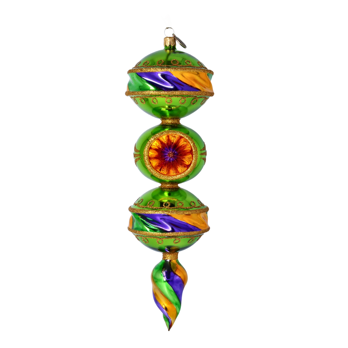 Emerald Revelry | Hand-Painted Glass Ornament | Blubom 2022-386