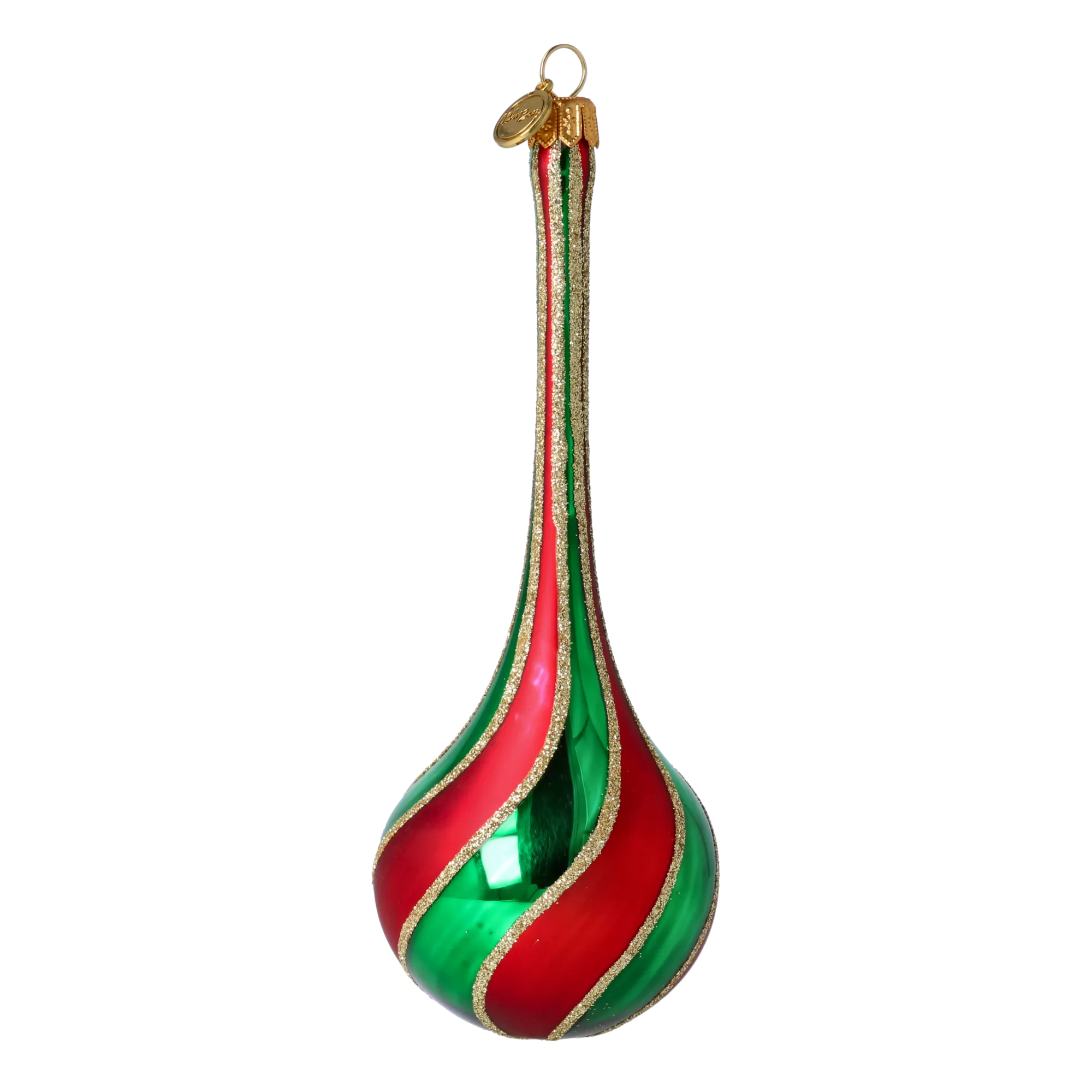 Royal Twist – Red & Green Drop Twist Handmade Glass Christmas ornament 2022-387