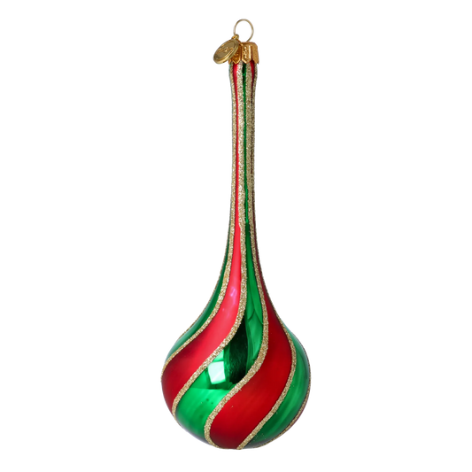 Royal Twist – Red & Green Drop Twist Handmade Glass Christmas ornament 2022-387
