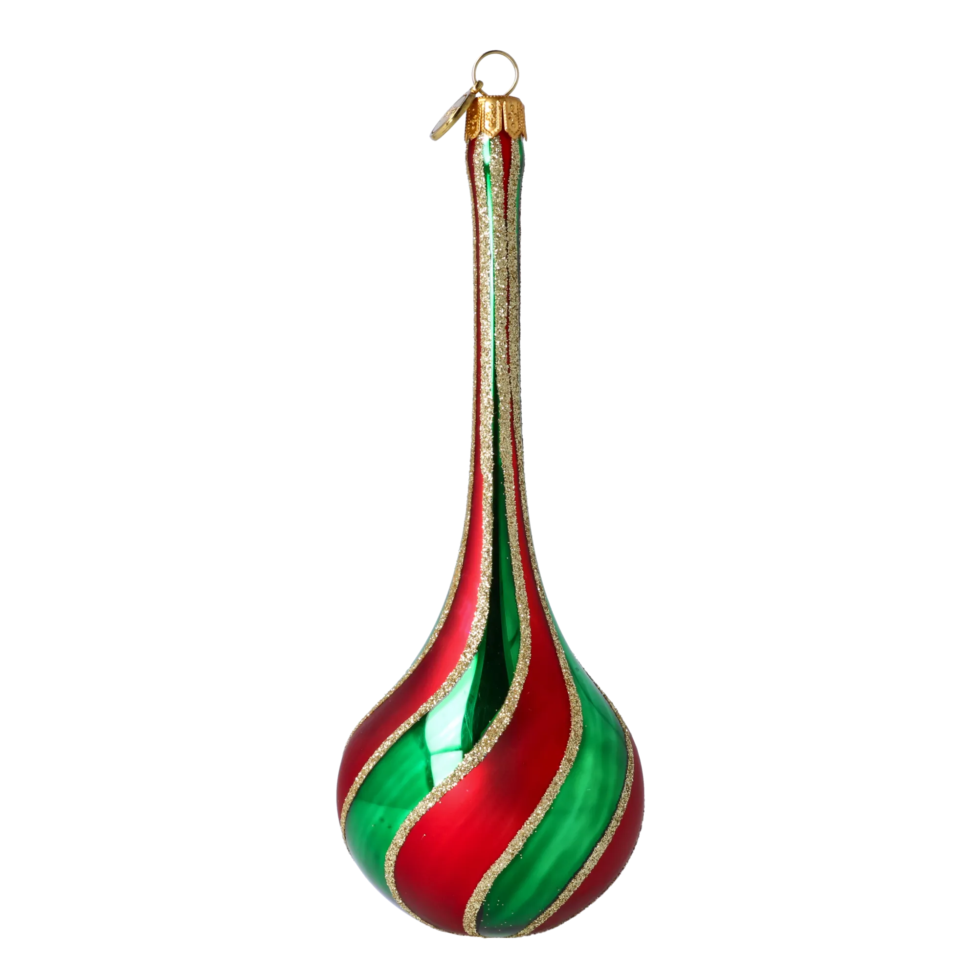 Royal Twist – Red & Green Drop Twist Handmade Glass Christmas ornament 2022-387