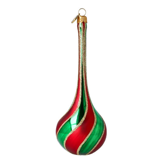 Royal Twist – Red & Green Drop Twist Handmade Glass Christmas ornament 2022-387
