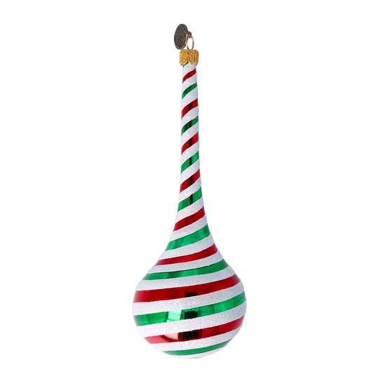 Candy Cane Drop Twist Handmade Glass Christmas ornament 2022-388
