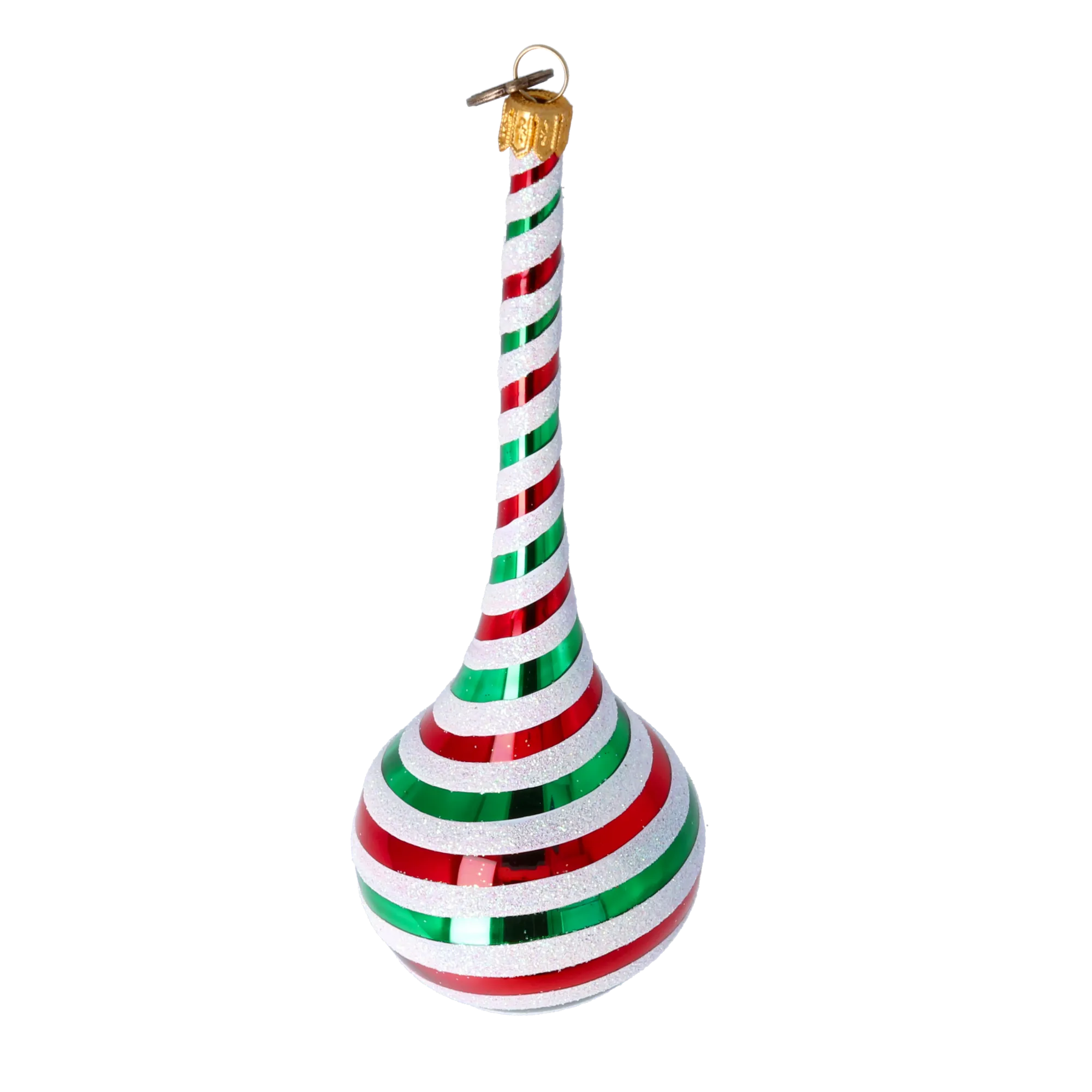 Candy Cane Drop Twist Handmade Glass Christmas ornament 2022-388