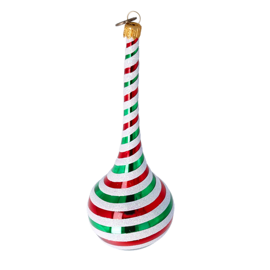 Candy Cane Drop Twist Handmade Glass Christmas ornament 2022-388