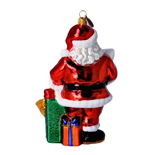 Mikołaj Z Samolotem Szklana Ozdoba