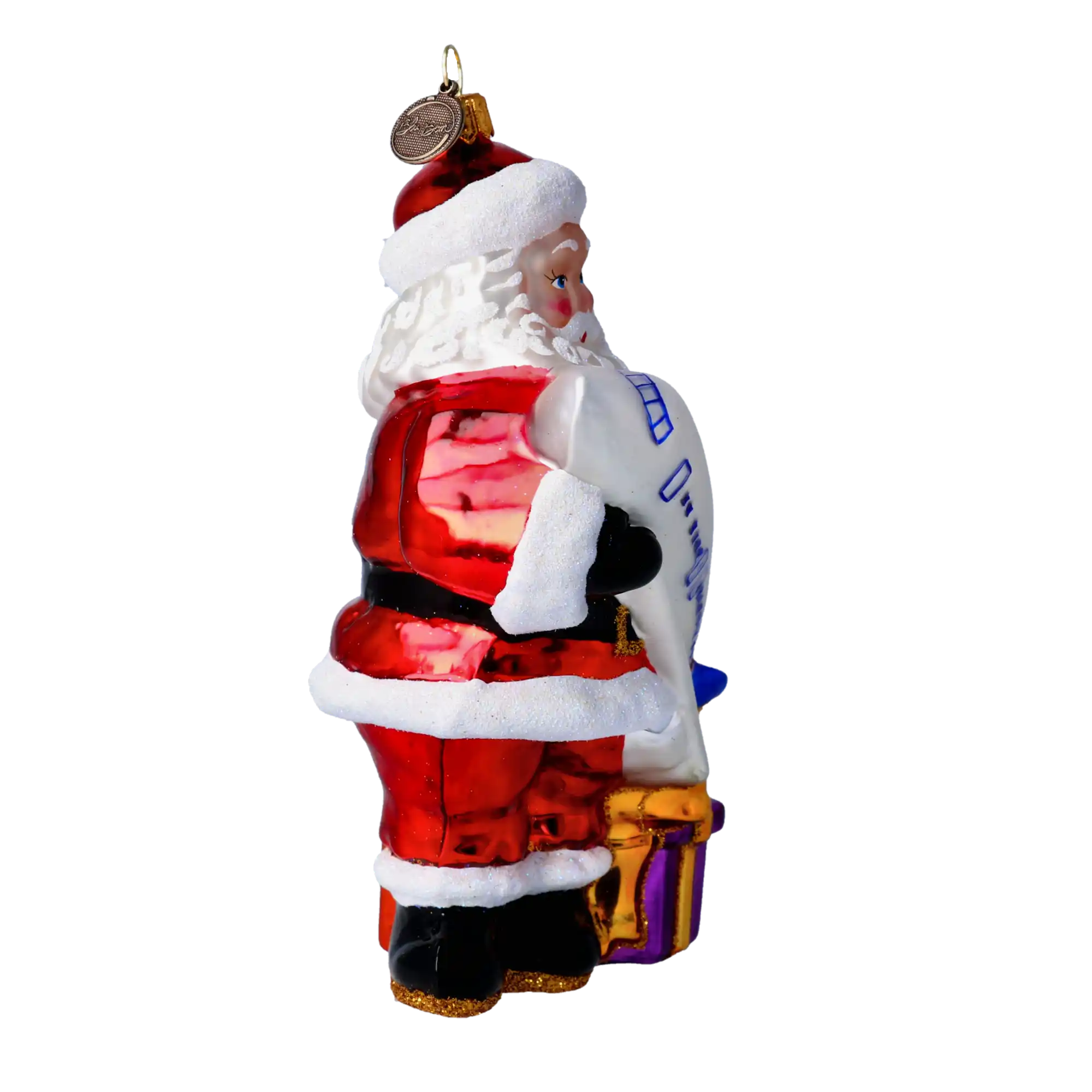 Mikołaj Z Samolotem Szklana Ozdoba