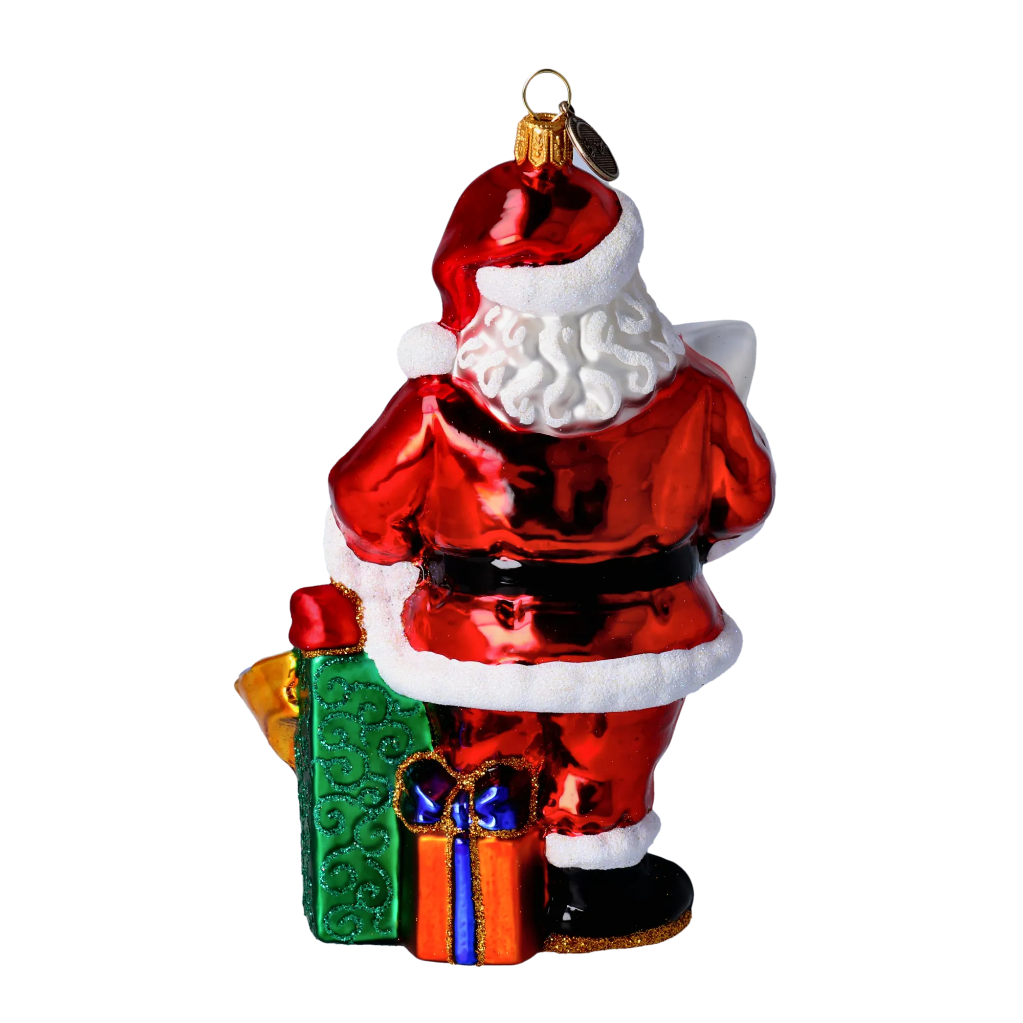 Santa with Silver Jet Premium christmas glass ornament 2022-391