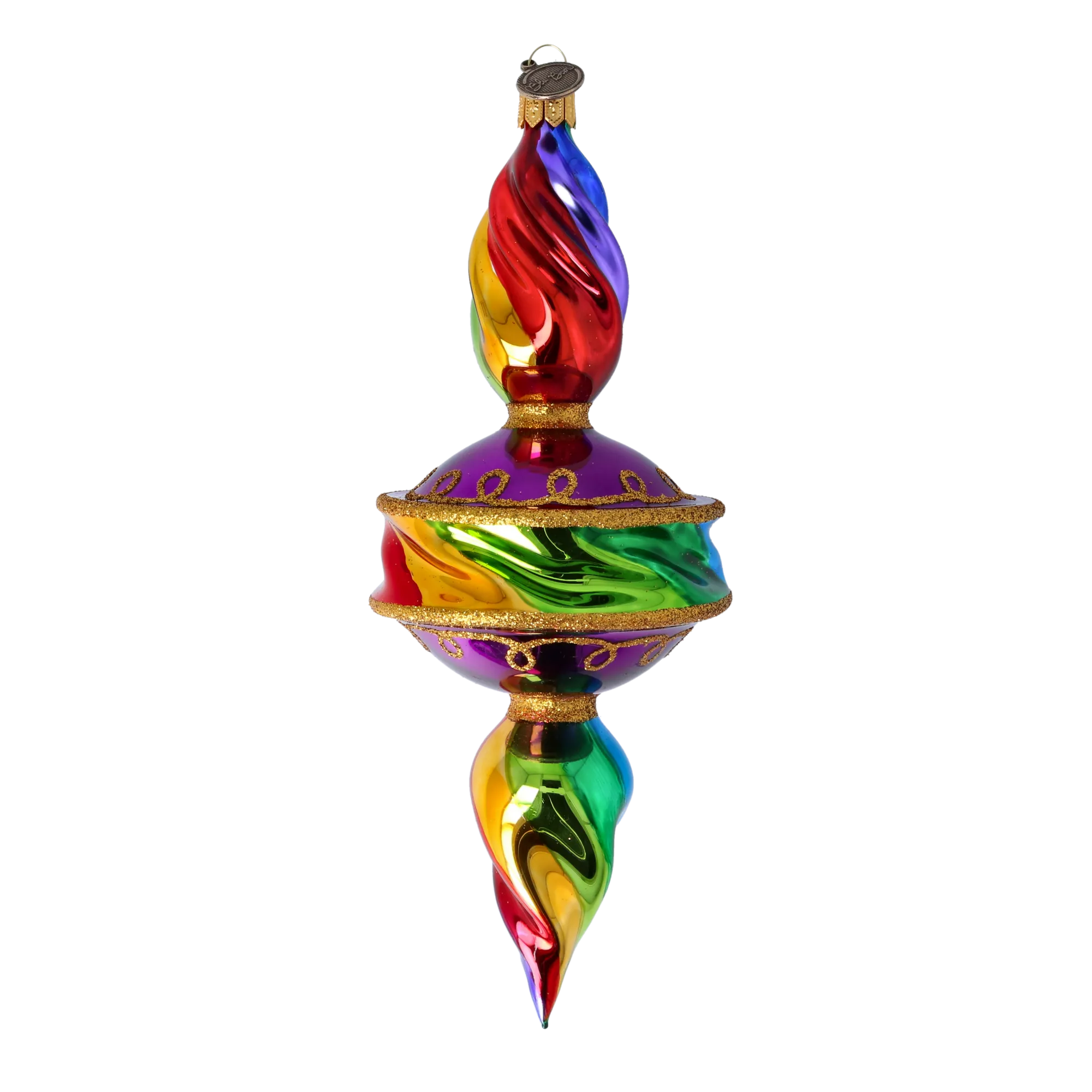 Drop Rainbow Swirl. Handmade Glass Christmas ornament. 2022-392