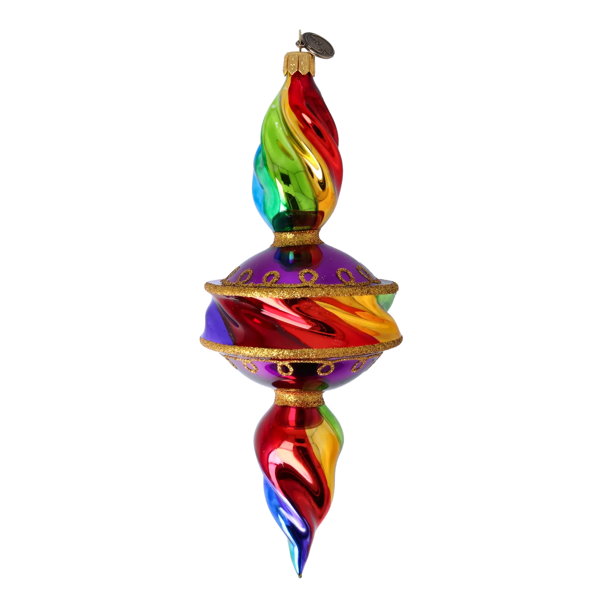 Drop Rainbow Swirl. Handmade Glass Christmas ornament. 2022-392