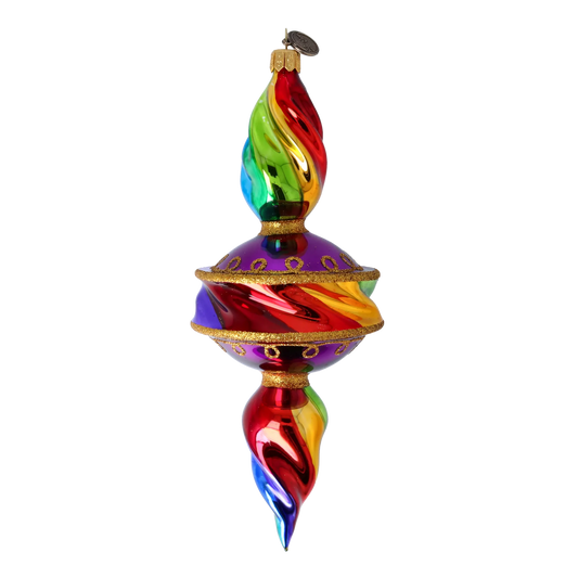 Drop Rainbow Swirl. Handmade Glass Christmas ornament. 2022-392