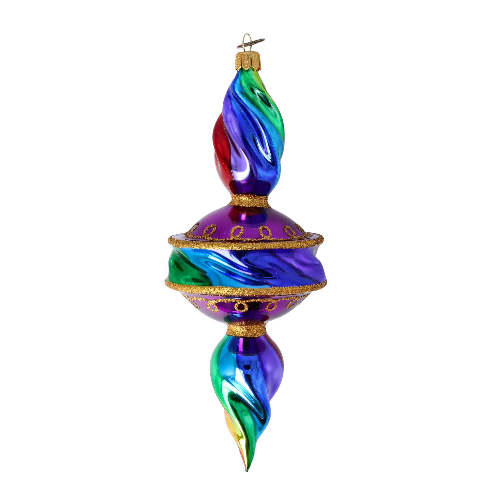 Drop Rainbow Swirl. Handmade Glass Christmas ornament. 2022-392