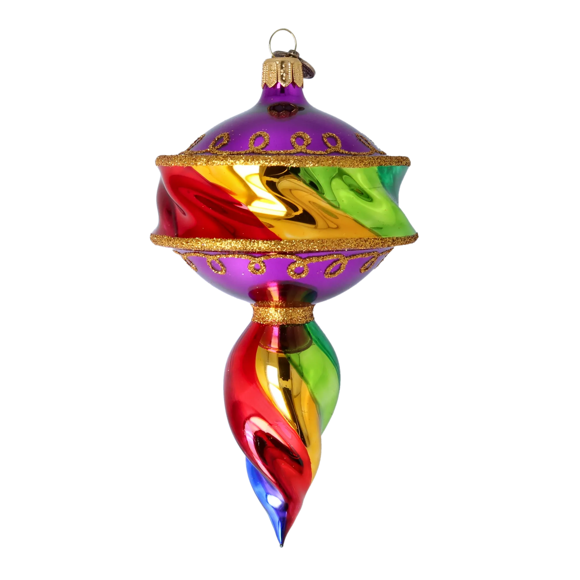 Drop Colored Flame. Handmade Glass Christmas ornament. 2022-393
