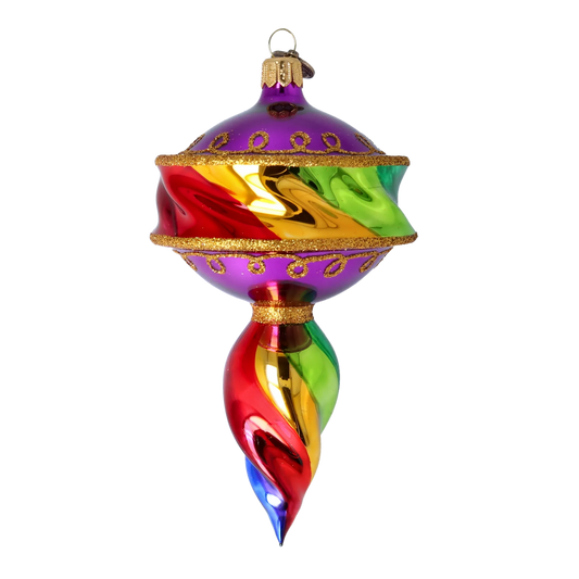 Drop Colored Flame. Handmade Glass Christmas ornament. 2022-393
