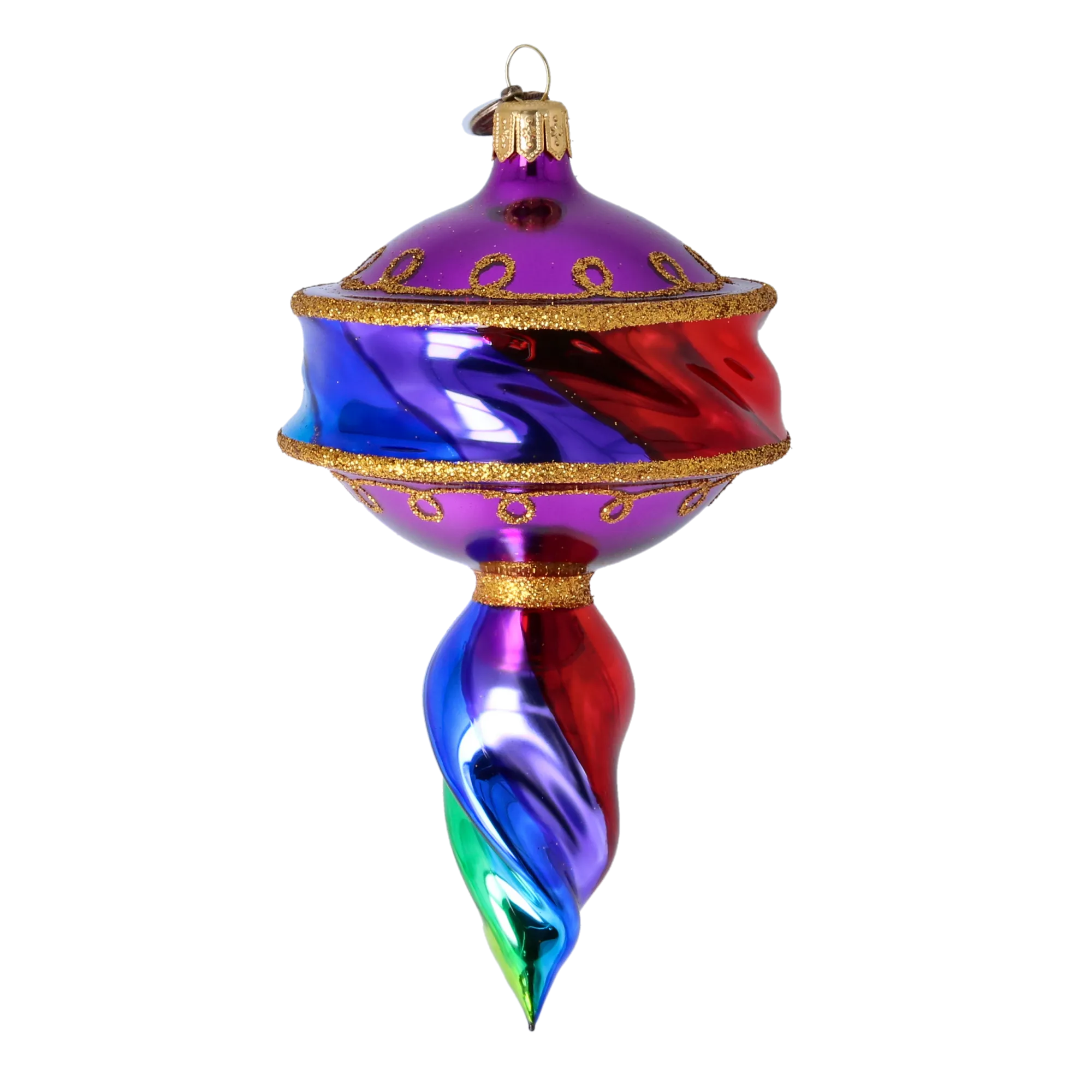 Drop Colored Flame. Handmade Glass Christmas ornament. 2022-393