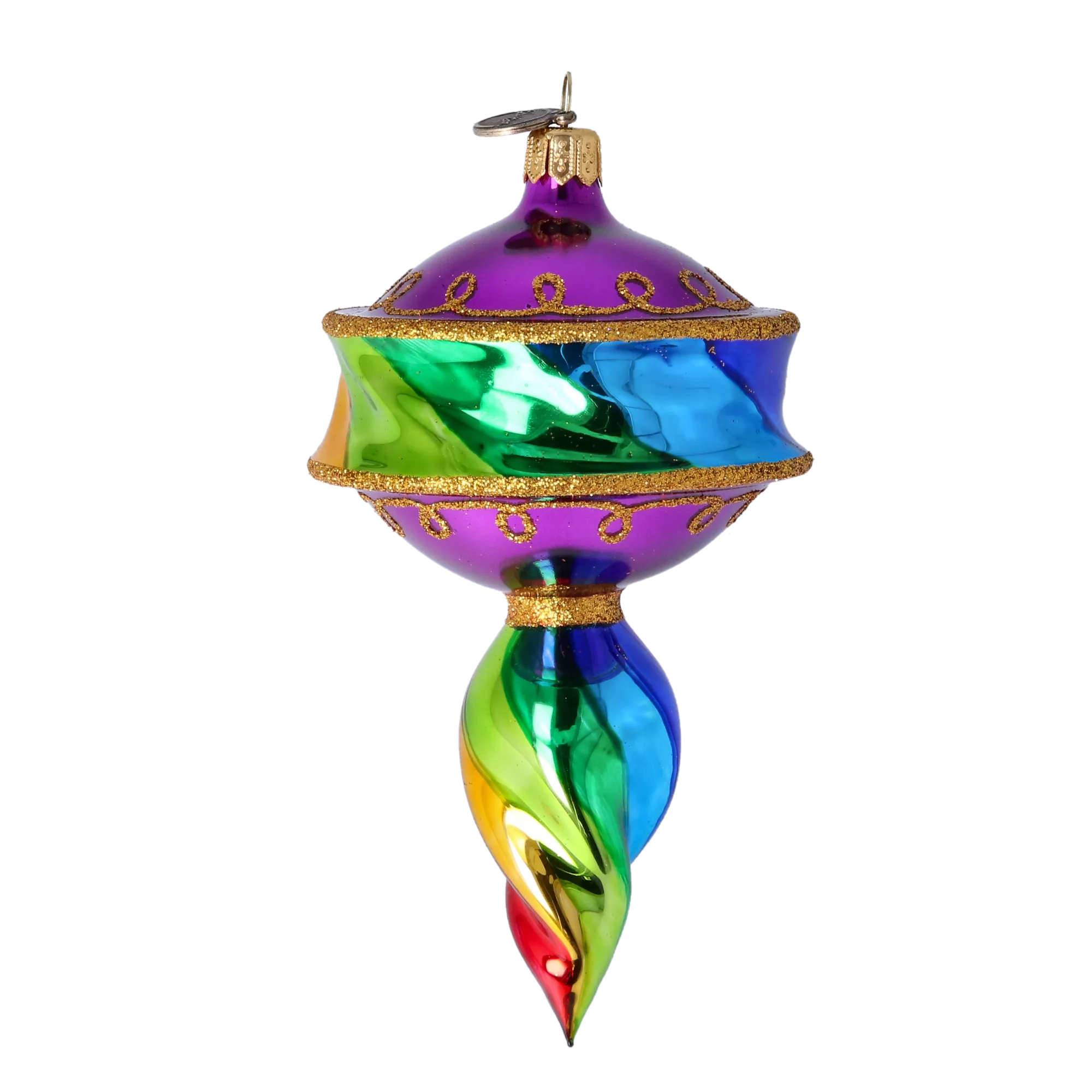 Drop Colored Flame. Handmade Glass Christmas ornament. 2022-393