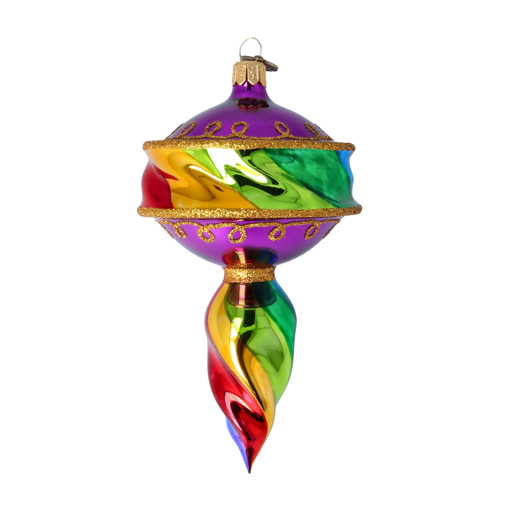 Drop Colored Flame. Handmade Glass Christmas ornament. 2022-393