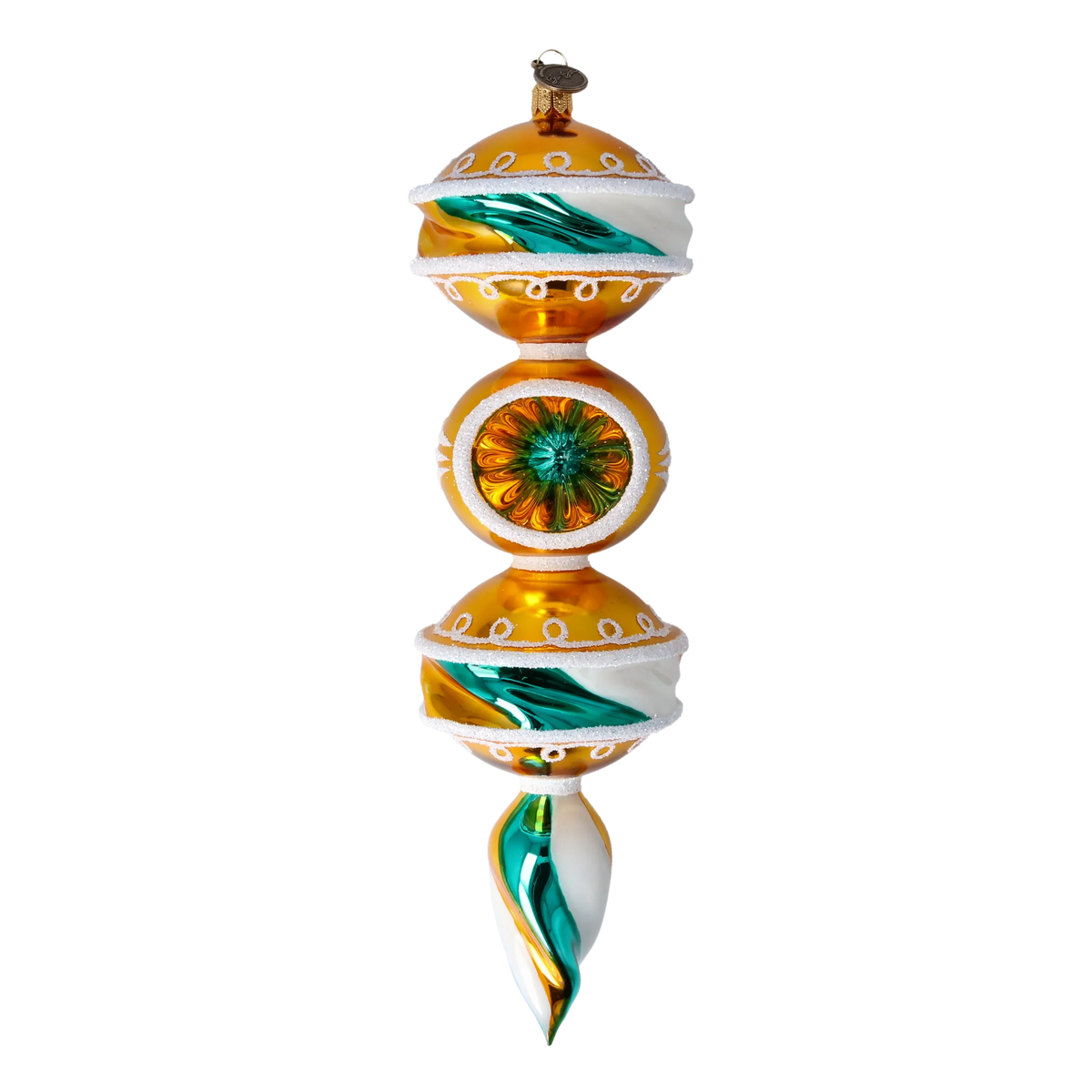 Gilded Emerald Aurora | Hand-Painted Glass Ornament | Blubom 2022-394