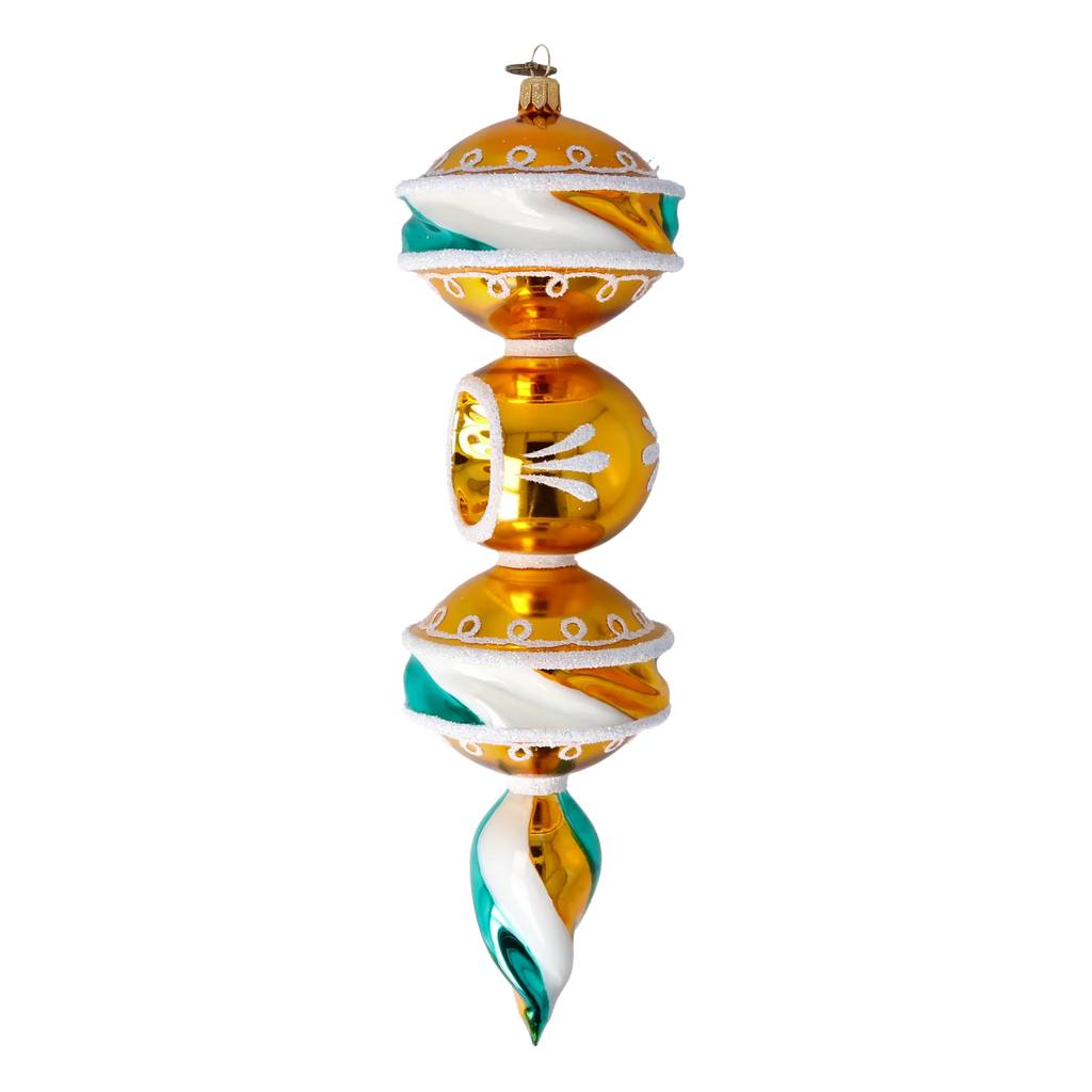 Gilded Emerald Aurora | Hand-Painted Glass Ornament | Blubom 2022-394