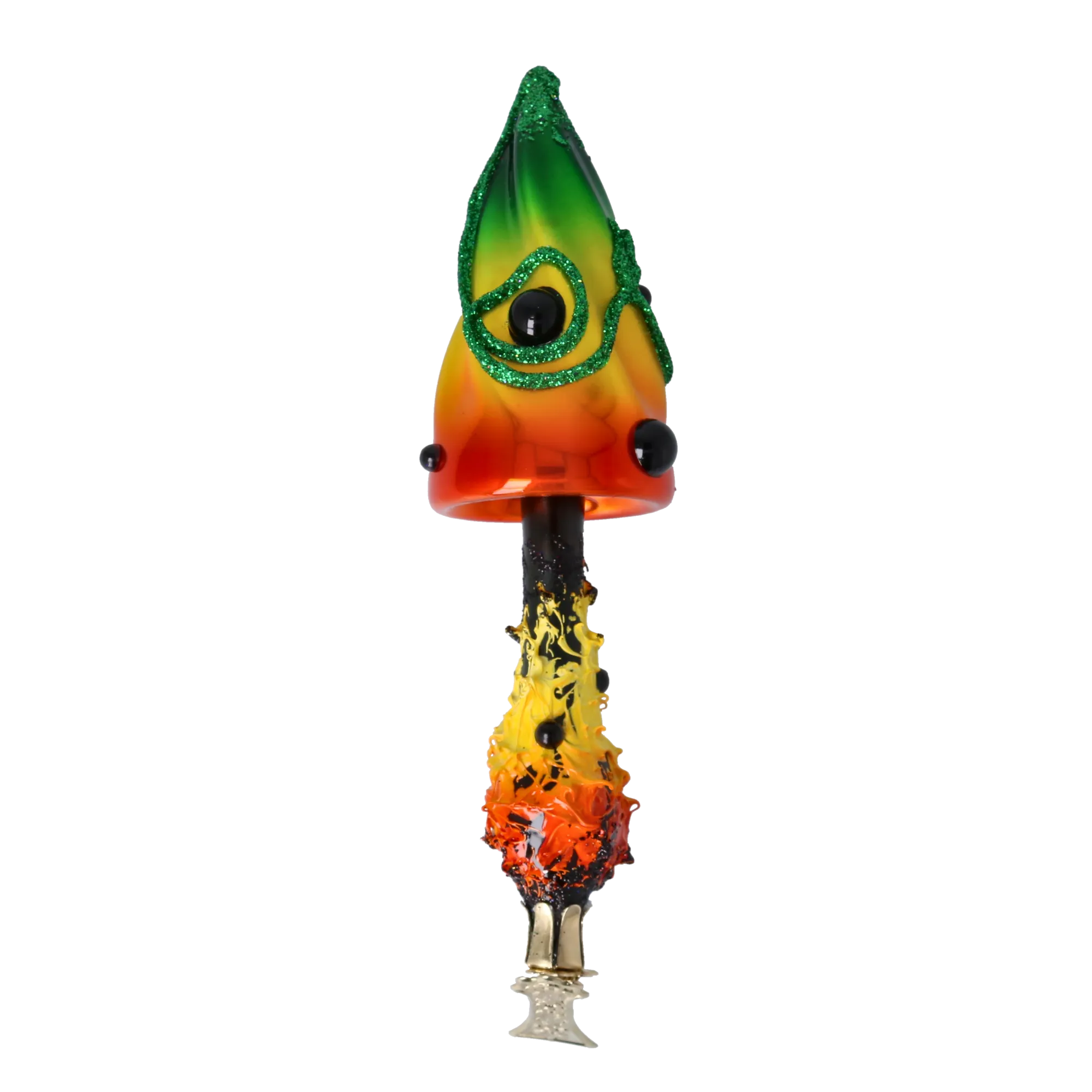 Colorful Mushroom with Shading Effect. Handmade Glass Christmas ornament. 2022-397