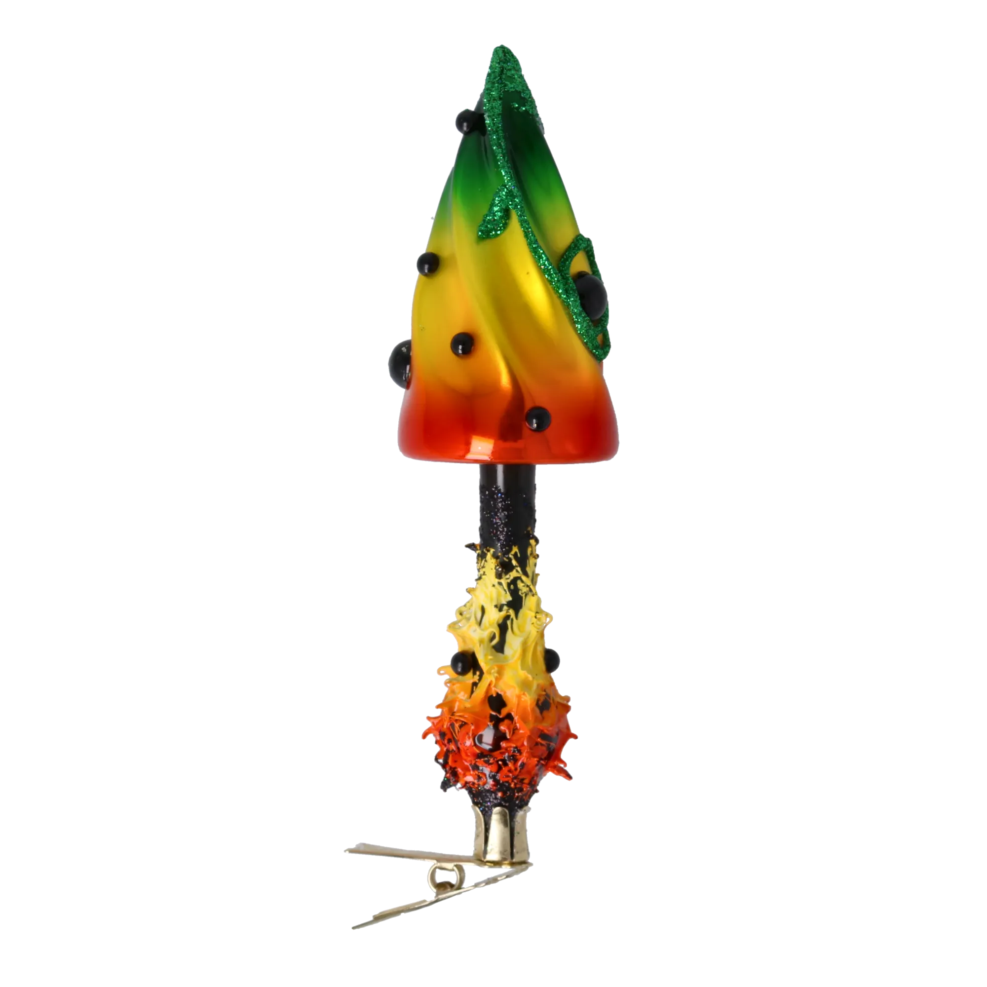 Colorful Mushroom with Shading Effect. Handmade Glass Christmas ornament. 2022-397