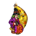 Load image into Gallery viewer, The Witch and the Golden Moon - Night Spells. Handmade Glass Christmas ornament. 2022-399
