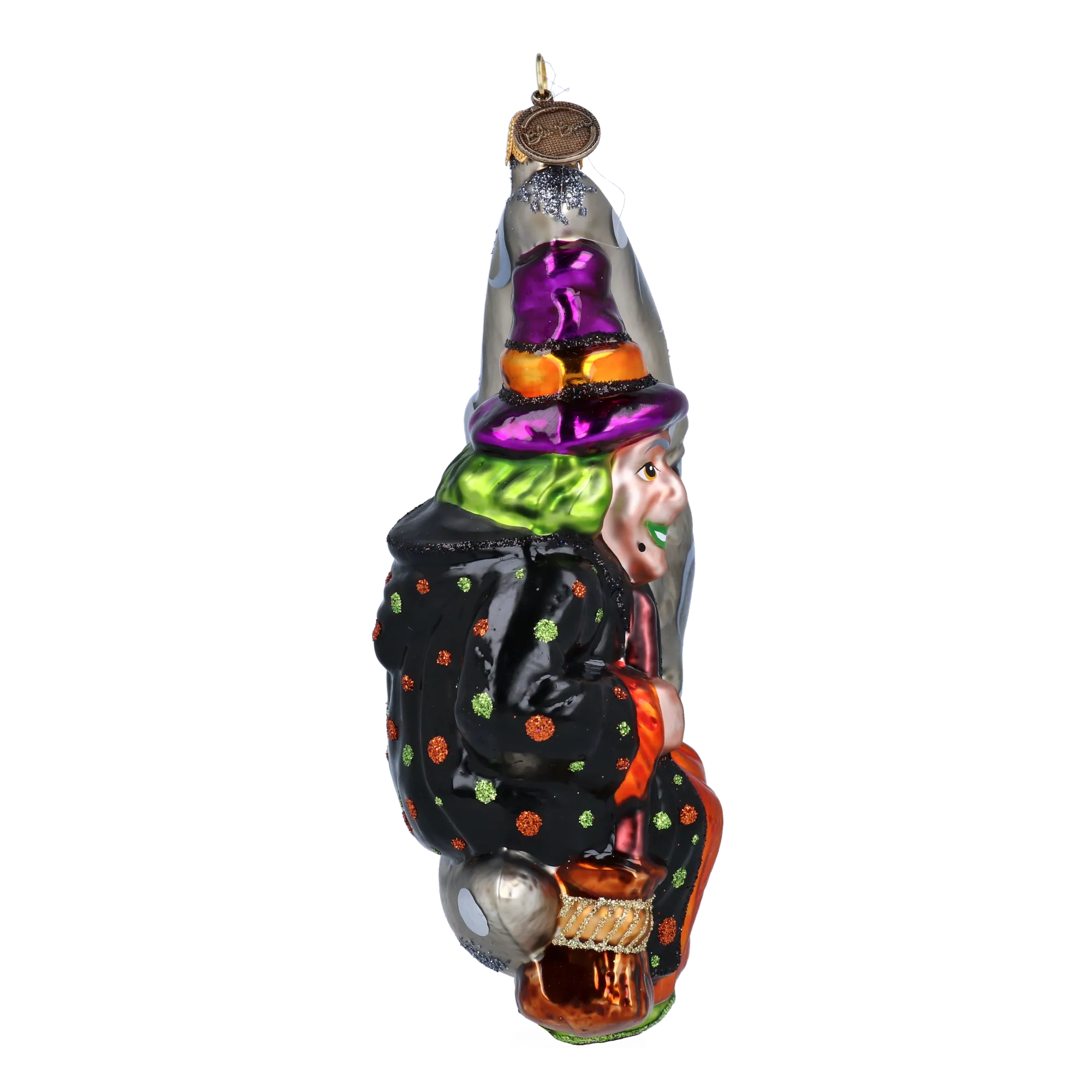 The Witch in the Moon - Magic Night. Handmade Glass Christmas ornament. 2022-400