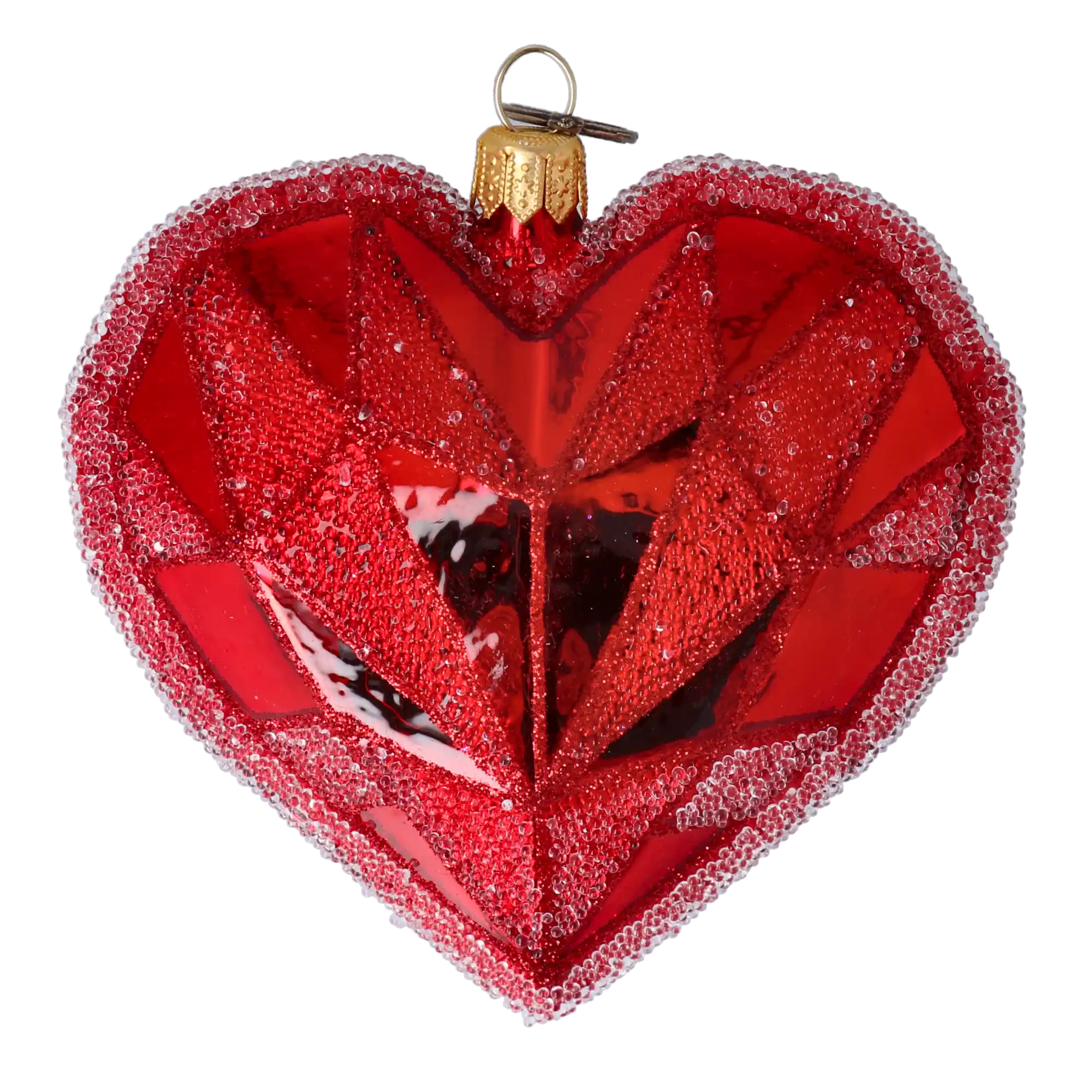 Geometryczne Czerwone Serce Miłość Szklana Ozdoba