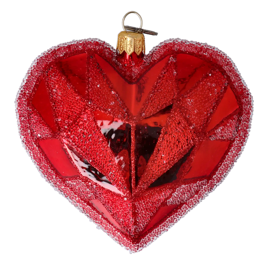 Geometryczne Czerwone Serce Miłość Szklana Ozdoba