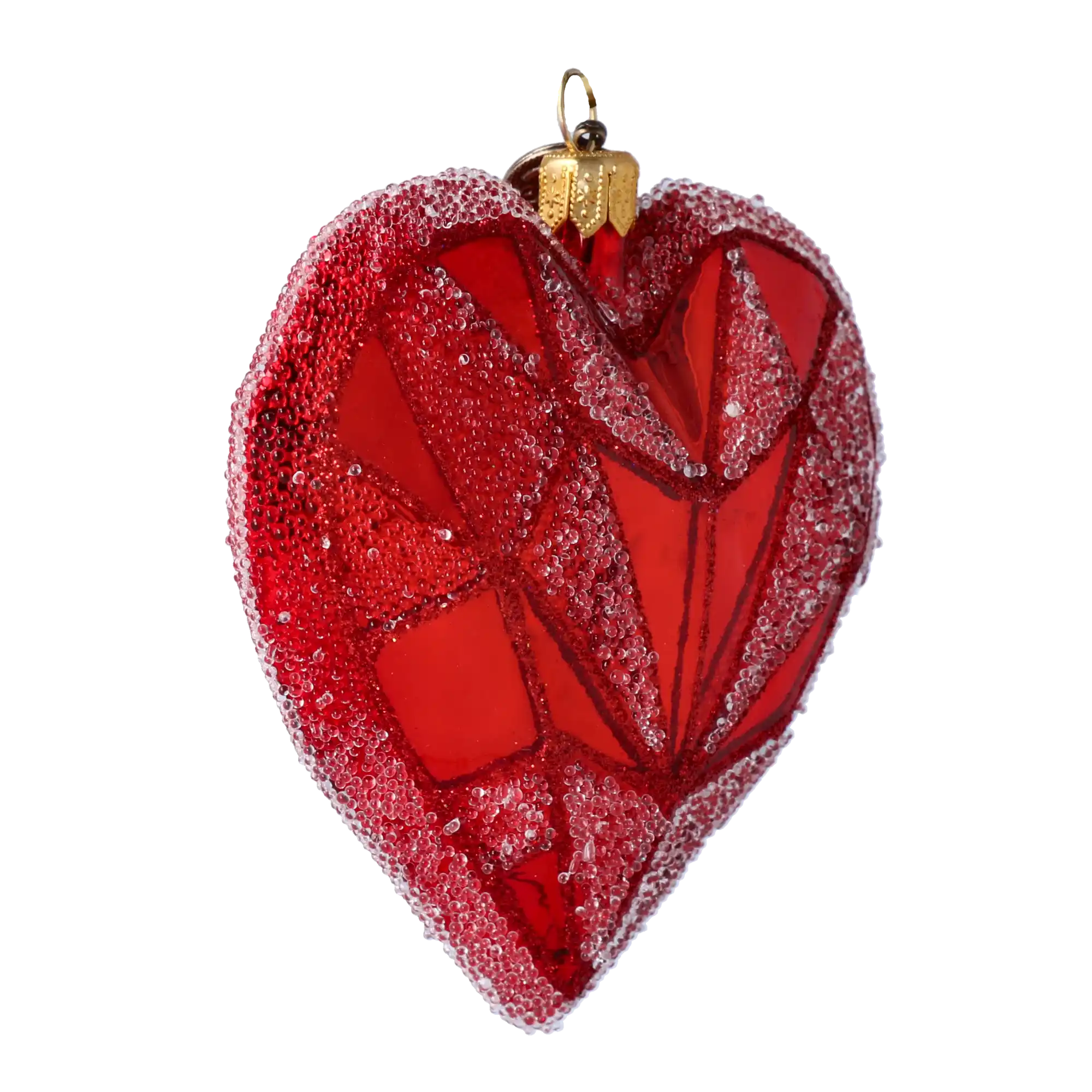 Geometryczne Czerwone Serce Miłość Szklana Ozdoba