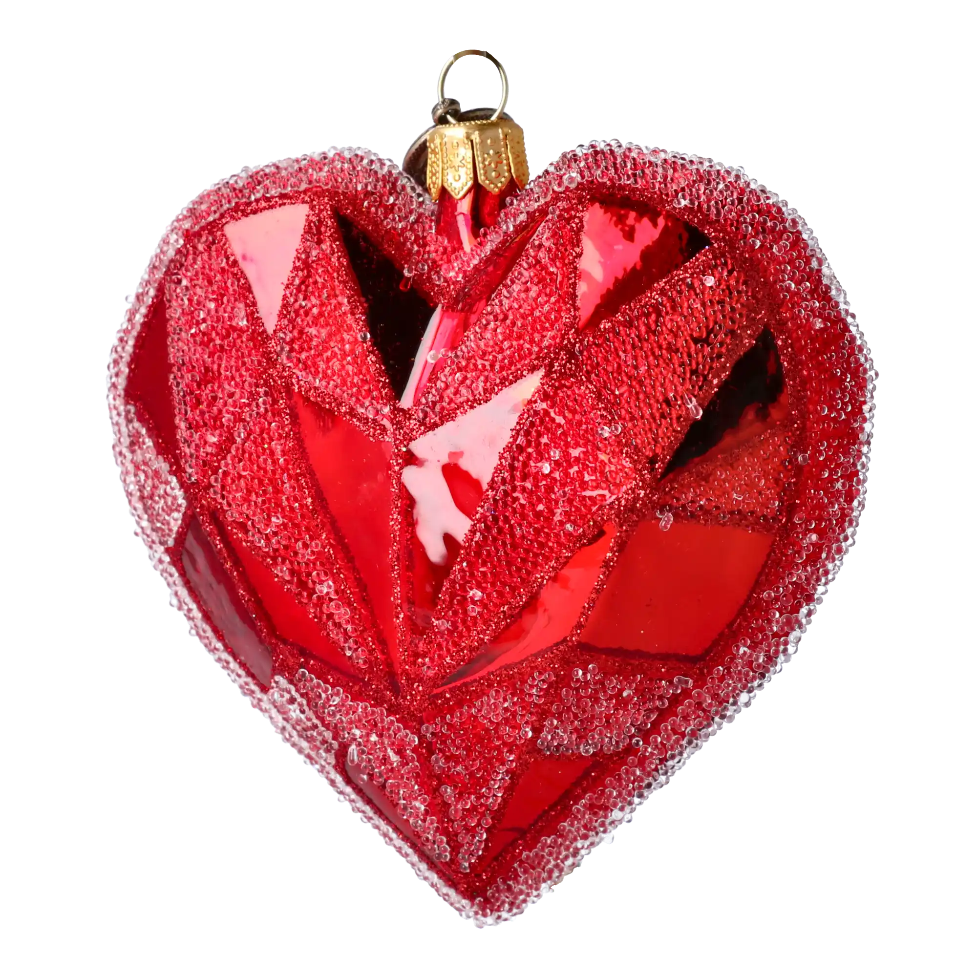 Geometryczne Czerwone Serce Miłość Szklana Ozdoba