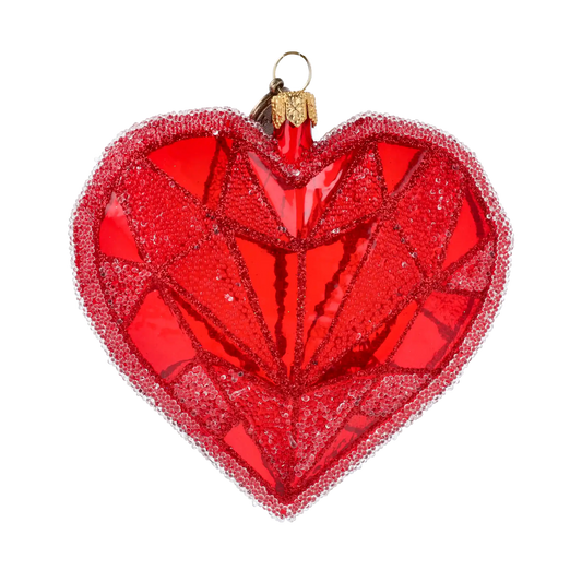 Czerwone Geometryczne Serce Witraż Szklana Ozdoba Miłość