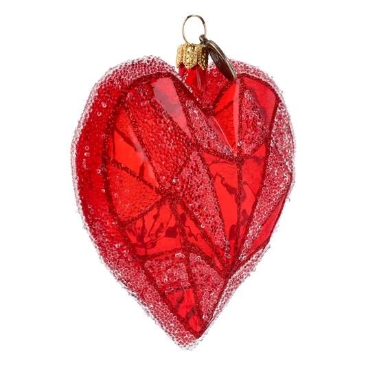 Czerwone Geometryczne Serce Witraż Szklana Ozdoba Miłość