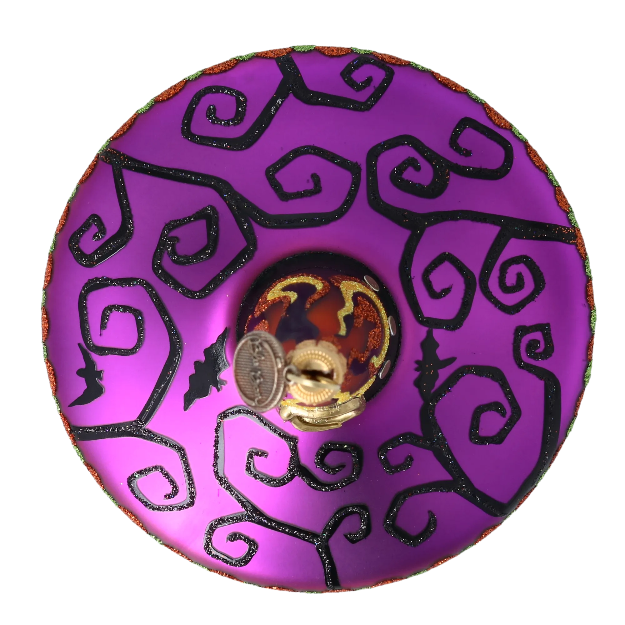 Magic Witch's Hat - Flaming Patterns. Handmade Glass Christmas ornament. 2022-407