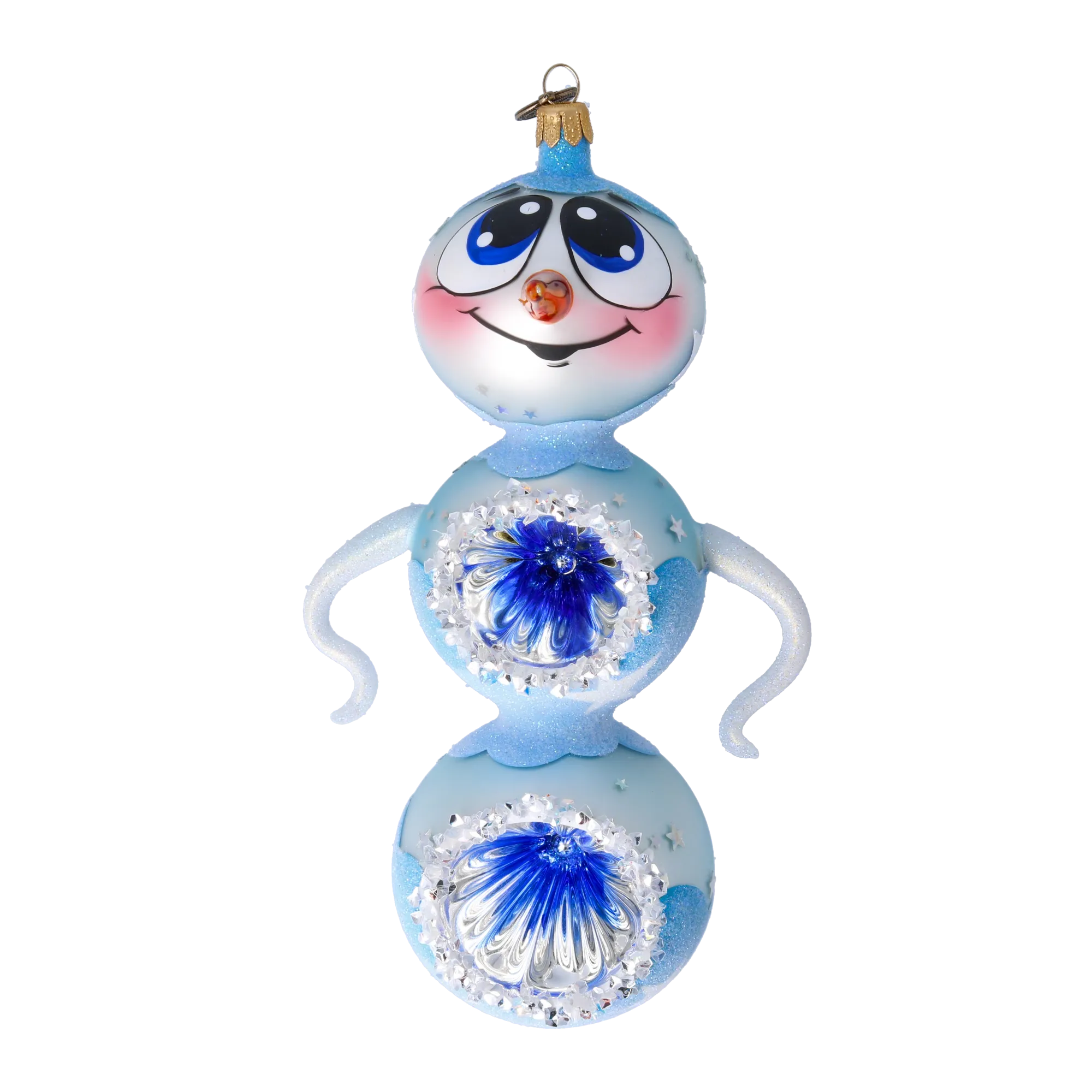 Snowman Shine. Handmade Glass Christmas ornament. 2022-417