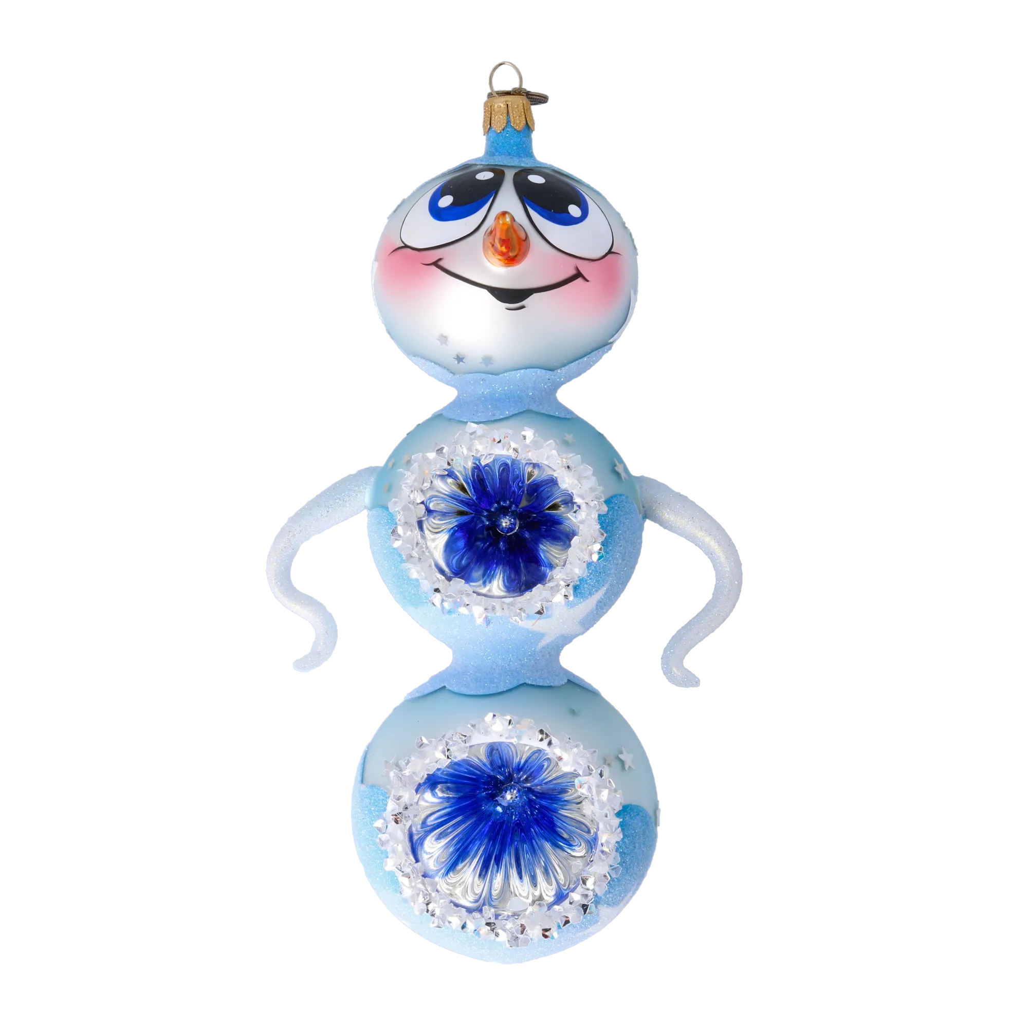 Snowman Shine. Handmade Glass Christmas ornament. 2022-417